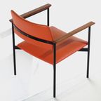 Vintage Fauteuil In Oranje Skaileer Met Houten Armleuningen, Jaren 60 thumbnail 2