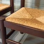 Set Van 4 Vintage Hout En Riet Eetkamerstoelen thumbnail 12