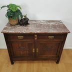 Vintage Antiek Dressoir Commode Ladekast Badkamermeubel Met Marmer Blad 203 thumbnail 3