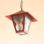 Amsterdam School Style Butterfly Lantern In Hammered Sheet Metal And Glass, 1940S thumbnail 9