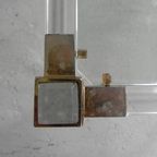 Hollywood Regency Salontafel Plexiglas, Glas, Messing, Jaren 70 thumbnail 15