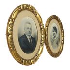 Koppel Antieke Portretten Ovale Lijsten Bladgoud Ca 1900 thumbnail 4