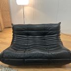 Nieuw Ligne Roset Togo Set Zwart Leer 2-Zits + 1-Zits + Poef thumbnail 18