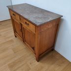 Vintage Frans Dressoir Commode, Ladekast Badkamermeubel Met Marmer Blad 105 thumbnail 12