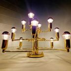 Design Plafondlamp/Kroonluchter Van Messing, Jaren 70 thumbnail 9