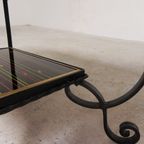 Vintage Salontafel Met 2 Glazen Bladen Met 50s Print thumbnail 17