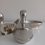 Vintage Koppel Tinnen Eendjes Met Koper. Opbergdoosjes. thumbnail 9