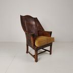 Antieke Leren Armstoel, Engeland Circa 1800 thumbnail 2