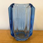 Uranium Glass Vase Blue 1970s thumbnail 13