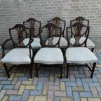 Antique George Hepplewhite Chairs Van 6 Stoelen Set thumbnail 8
