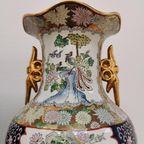 Vintage Oosterse Vazen Balustervazen, Canton Vaas Porselein thumbnail 12