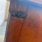 Vintage Eiken Hoge Tafel / Tekentafel Met Diepe Lades thumbnail 9