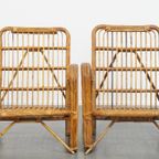 Set Van 3 Luxe Franse Rotan Vintage Design Fauteuils Uit De Jaren ’50 thumbnail 6