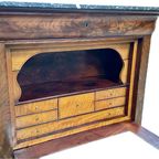 Zeldzame Mahonie Secretaire Met Marmeren Bovenblad 19e Eeuw thumbnail 7