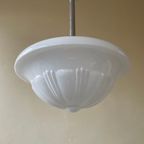 Lamp Hanglamp Art Deco 1930 Ufo Vorm Wit Glas Frans thumbnail 6