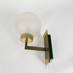 Hollywood Regency Stijl - Messing - Goud - Gesatineerd Glas - Wandlamp - 60'S thumbnail 3