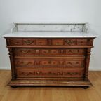 Vintage Frans Dressoir Commode, Ladekast Badkamermeubel Met Marmer Blad 113 thumbnail 4