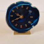 Vintage Klokje Agaath Steen Messing Tafelklok thumbnail 7