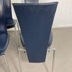 6 X Arper Italy Blue Leather Diningroom Chairs thumbnail 5