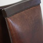 Statige, Cognac Kleurige Set Van 2 Rundleren Art Deco Design Eetkamerstoelen thumbnail 13