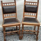 2 Handgemaakte Henry Ii Franse Stoels, Circa 1880 thumbnail 2