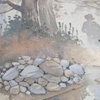 Theo Bester - Waterverf - Landschap - Gesigneerd - Zuid-afrika - 1980's thumbnail 3