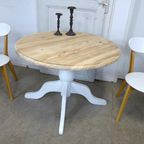 Prachtige Witte Landelijke Ronde Eettafel 100 Cm thumbnail 3