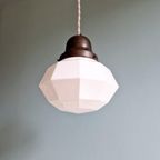 Art Deco Hanglamp In Gefacetteerde Witte Opaline, Jaren 20 thumbnail 11