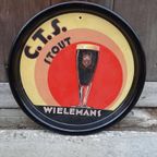 Antiek Reclame Emaille Dienschotel C.T.S. Stout Wielemans🍺 thumbnail 2