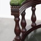 Klassieke Groene Rundleren En Houten Chesterfield Bureaustoel/ Captain Chair In Engelse Stijl thumbnail 13