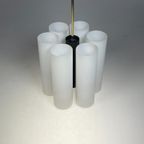 Vintage Hanglamp / Kroonluchter, Melkglazen Kokers, Duitsland 1970'S thumbnail 13