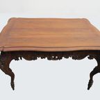 Antieke Notenhouten Barok Tafel Met Gesculpteerde Onderstel thumbnail 2