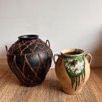 Xl Black Pottery Kruik Pot Vaas Vintage thumbnail 8