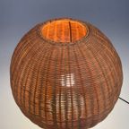 Rotan Bolvormige Vloerlamp / Tafellamp. Duitsland 1980'S thumbnail 15