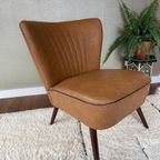 Vintage Cocktail Fauteuil In Bruin Kunstleder thumbnail 2