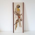 Vintage Schilderij Met Kunst Handwerk Jaren 70 Papagaaien thumbnail 2