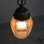 Art Deco Hanglamp Met 6 Hoekige Kap Aan Ketting, Jaren 30 thumbnail 11