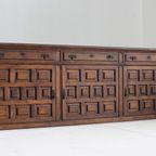 Spanish Brutalist Sideboard In Carved Solid Wood thumbnail 8