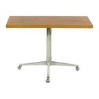 Vintage Salontafel Bijzettafel Houten Blad Chroom Wielen 90Cm thumbnail 12