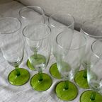 8X Vintage Champagne Flute Met Groene Voet, Reliving thumbnail 8