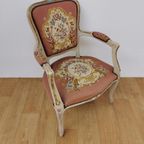 Brocante Vintage Gobelin Queen Ann Stoeltje, Fauteuiltje 03 thumbnail 4
