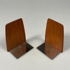 Vintage Set Teakhouten Boekensteunen, Mid Century, Kai Kristiansen thumbnail 9