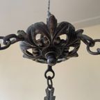 Antieke Kaarsen Oogstlamp Kerklamp Kaarsenkroon Met Druiven En Koornaren Messing Frans thumbnail 10