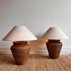 2 Xxxl Birma Rieten Rotan Lampen Vintage thumbnail 5