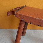Vintage Brutalist Spaans Melk Krukje, Kruk, Hout, Bankje thumbnail 7