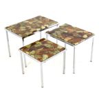 Hollywood Regency Set Van 3 Nesting Tables Vintage Epoxy thumbnail 4