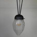 Art Deco Hanglamp Met Zeshoekige Glazen Kap, Jaren 30 thumbnail 13