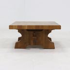 Brutalist Solid Blonde Oak Checkered Coffee Table 1970S thumbnail 5