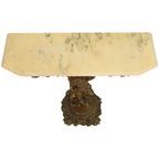 Oude Vergulde Console Met Cherubijn Marmer Hollywood Regency thumbnail 2