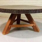 Vintage Brutalist Salontafel, Rond thumbnail 10
